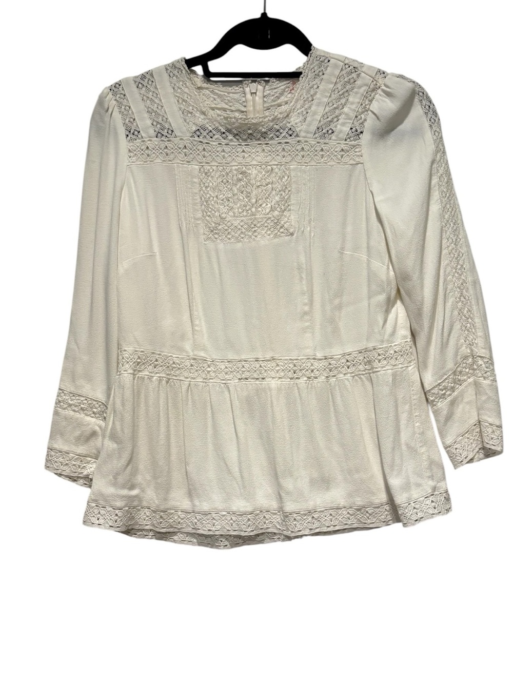 Point Sur for J. Crew - Women's Lacey peasant blouse. Size 6. off white